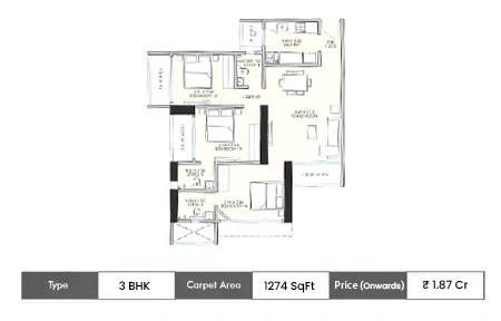 3 BHK 1274 SqFt